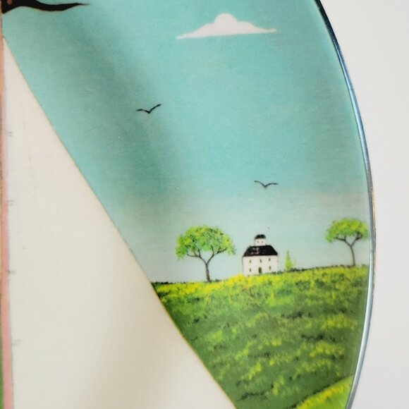 Coastal Breeze Plastic Salad Plate Set Lighthouse & Boat Warren Kimble Folk Art - Picture 5 of 12